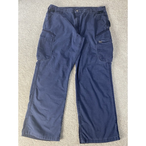 Carhartt Pants Mens 40x30 Blue Broxton Loose Fit Cargo Pockets Workwear‎ Read - Picture 2 of 8